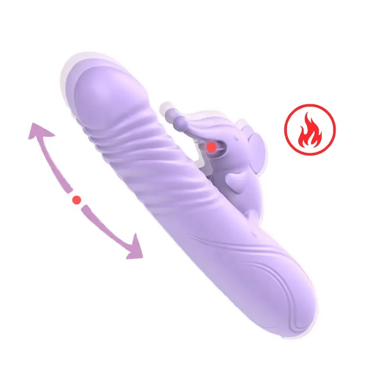 Elephant Shape Dildo Sex Machine for Women, G Spot Clitoris Stimulation Heated 10 Vibration Licking & Thrusting Dildo Vibrator