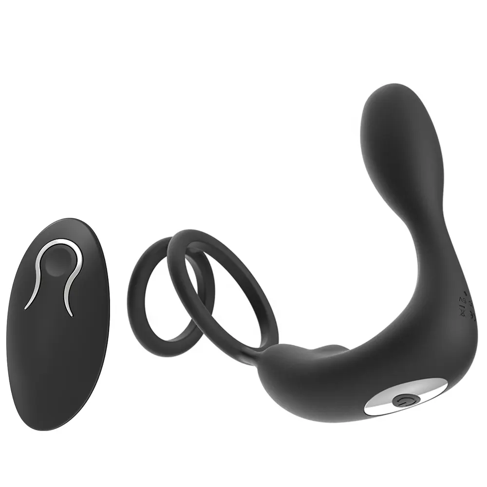 Remote Control Prostate Massager Vibrator with Penis Ring & Ball Loop,12 Speeds Anal Sex Toy Vibrating Butt Plug for Men