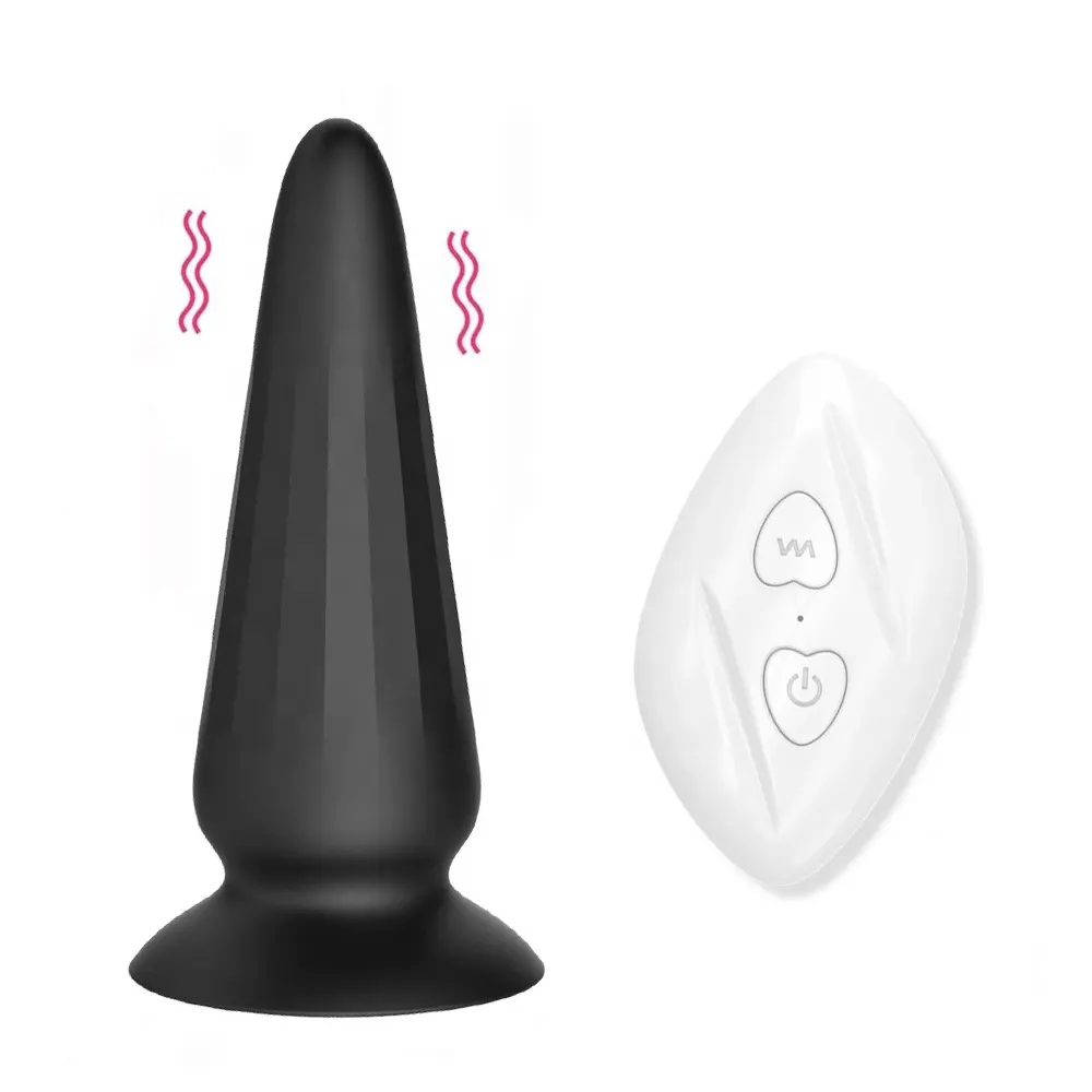 Rechargeable Anal Vibrator with Remote & Suction Cup Silicone Anal Toys Waterproof 10 Modes Vibrating Butt Plug