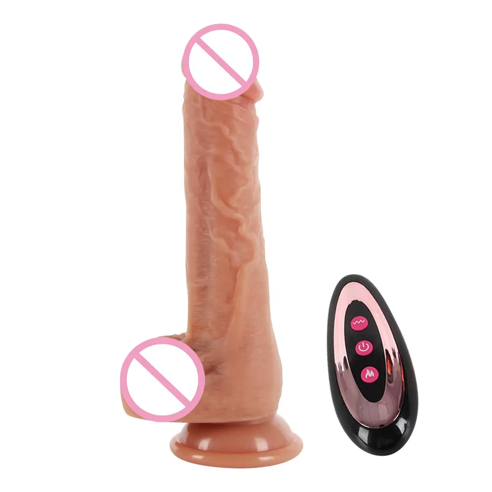 7.9'' Realistic Heated Thick Soft Silicone Thrusting Dildo Vibrator with Suction Cup for Adult Use for Women and Men