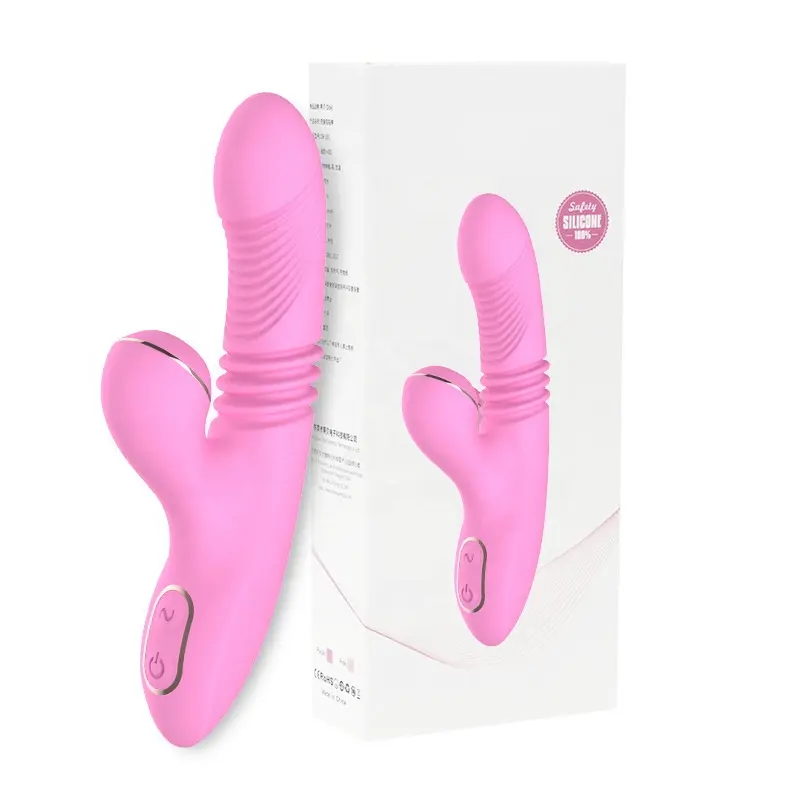 Classical Female 7+7 Modes Heating Thrusting Rabbit Vibrator G-Spot Dildo with Clitoris Stimulation for Women