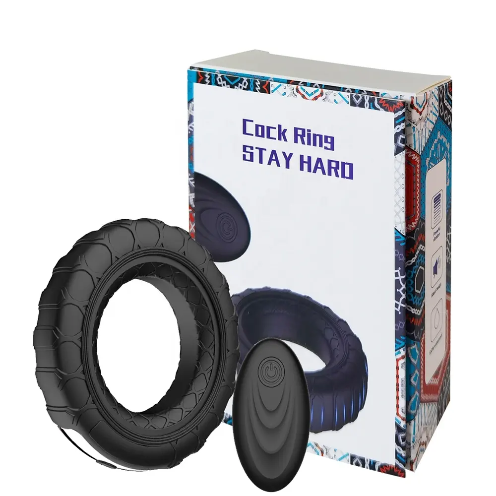 Remote Controlled Tire Shape 10 Modes Vibrating Penis Ring Men Erection Stimulating Silicone Cock Ring