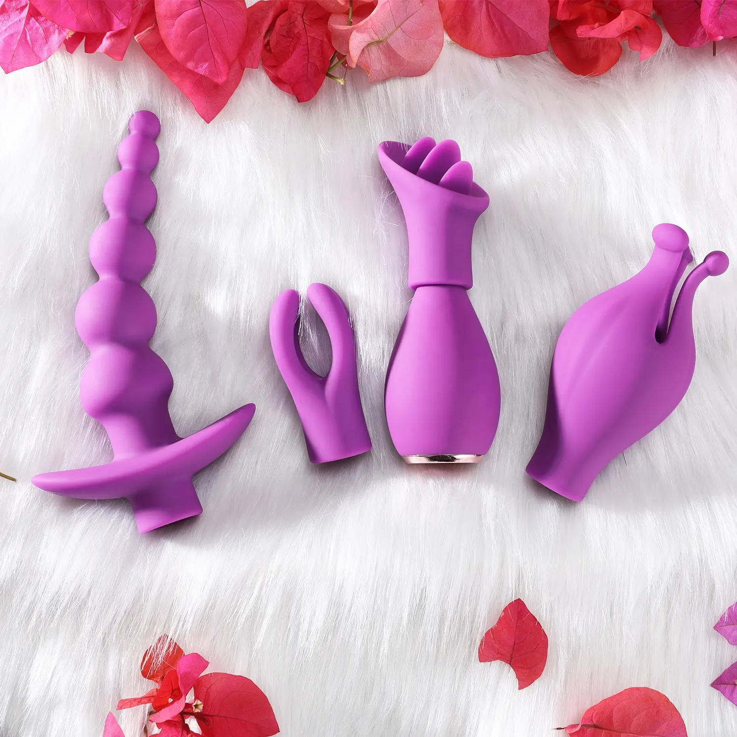 5 Pcs Per Set Sex Toys Kit Clitoris Stimulator Vibrating Beads Anal Plug Women Toys Head Changeable Tongue Licking Vibrator