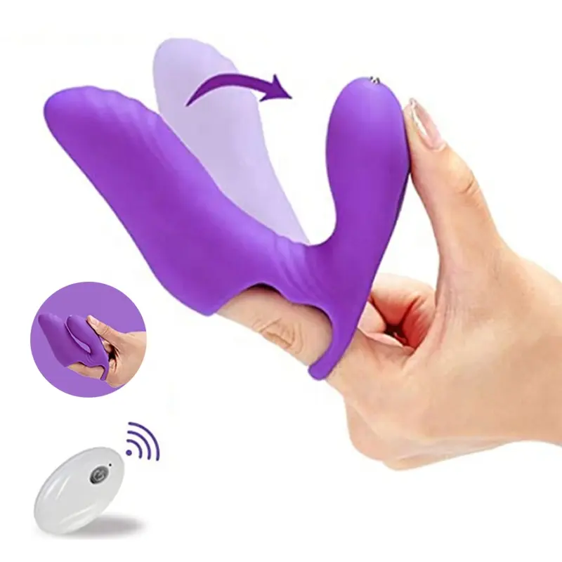 Rechargeable Remote Finger Sleeve Vibrator G Spot Orgasm Massage Clit 10 Speeds Powerful Finger Vibrator for Women
