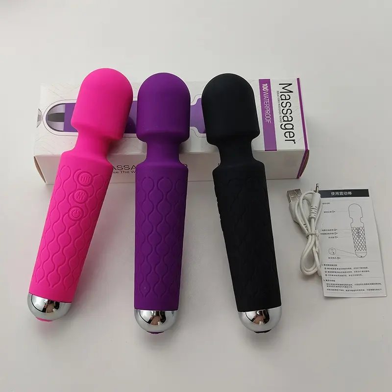 Rechargeable Electric Handheld Massager 20 Patterns 8 Speeds Powerful Quiet Waterproof Cordless Vibrator Wand