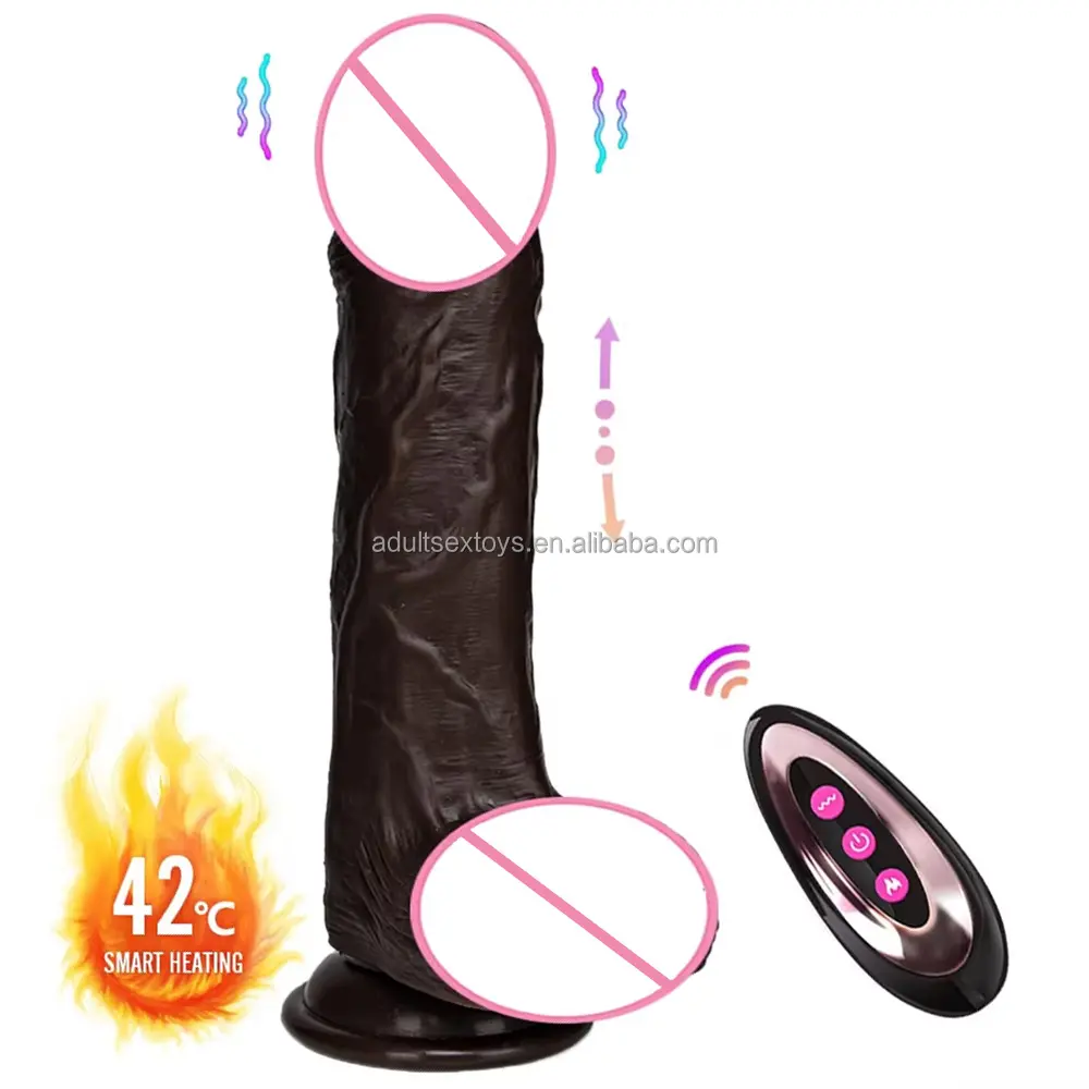 Warming & Thrusting Dildo That Moves up and Down Real Skin Feeling Silicon Telescopic Dildos Para Mujeres