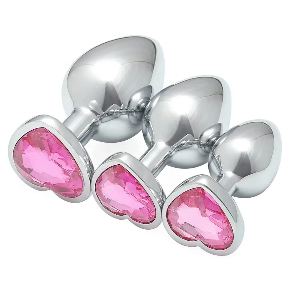 Best Seller 3PCS/Set Crystal Jewel Anal Plug Set Heart Stainless Steel Butt Plugs Premium Metal Anal Sex Toys