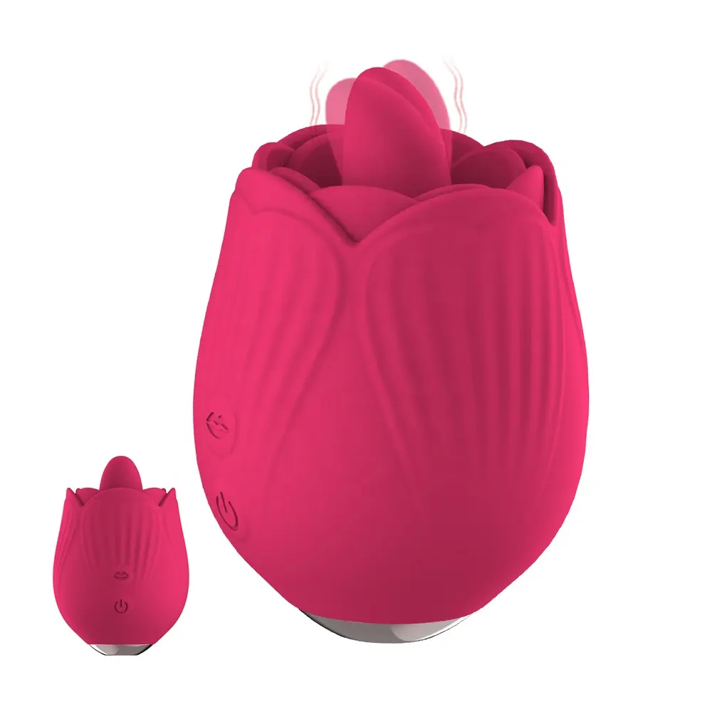 10 Tongue Licking Vibration Rose Clitoral Licking Tongue Vibrator, Red Color Regular Rose Tongue Licking Sex Toy Vibrator
