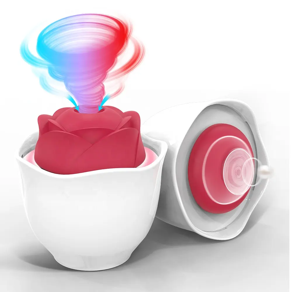 Genuine Rose Vibrator Sex Toy with Cup,Female 9 Sucking+8 Ambient Lighting Modes Nipple Clitoris Rose Vibrator for Women