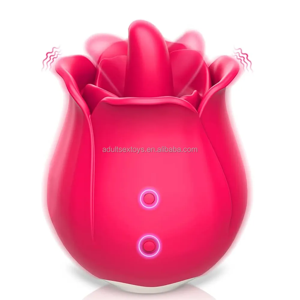 Wholesale Real Licking Tongue Vibrator Sex Toy Rose Flower Shape Clitoral Stimulation Rose Vibrator Massage Fast Ship