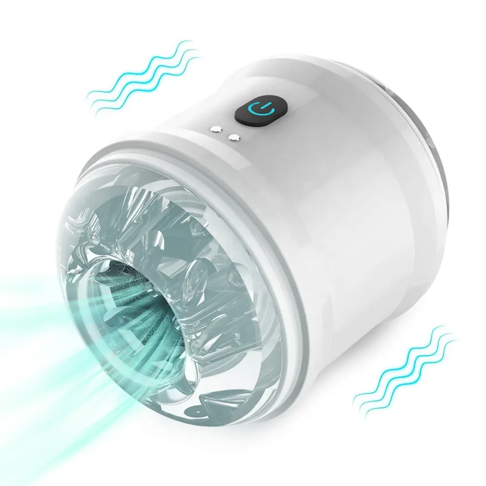 Dual Open-Ended Penis Trainer with 10 Vibration Pocket Automatic Pussy Stroker Male Masturbator with Crystal Ribbed Tunnel