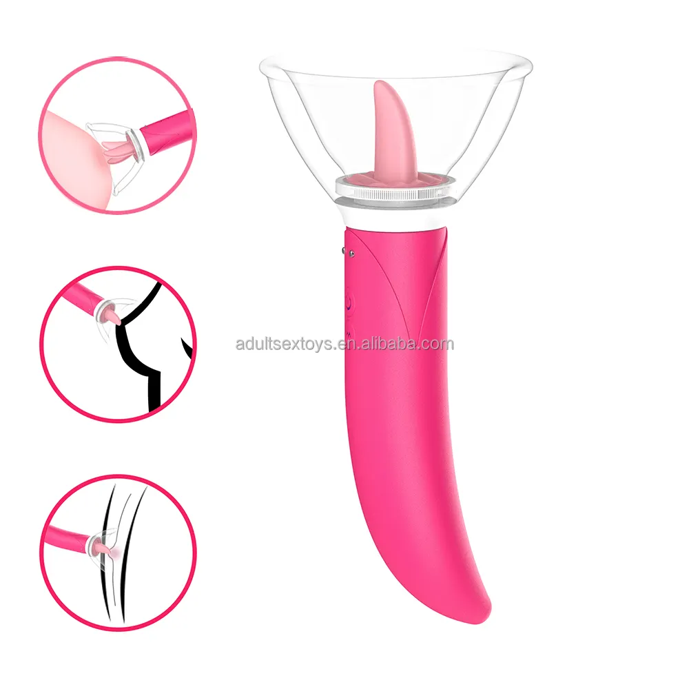 Realistic Vibrating Tongue Sex Toy for Women 10 Vibration & 5 Tongue Licking Flirting with Suction Cup