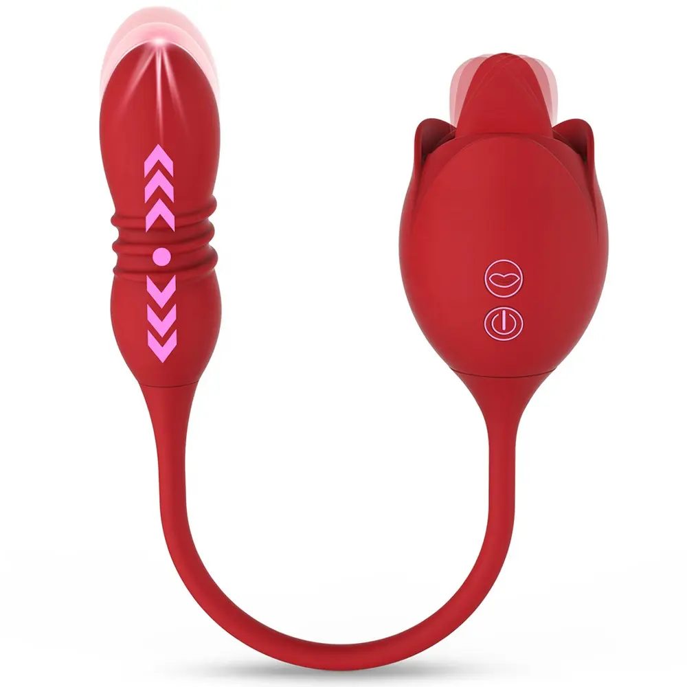 3 in 1 Rose Tongue Vibrador Rose Sex Toys Vibrator Thrusting Dildo Women Vibrator Juguetes Sexuales