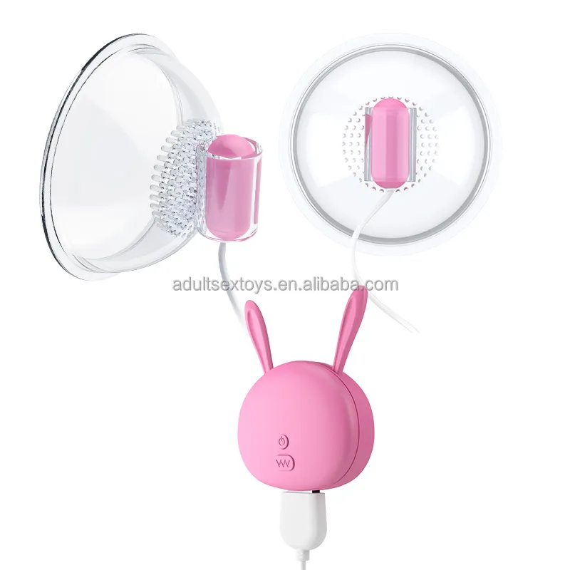 Rechargeable Women's Breast Massager with Transparent Clear Suction Cups Nipple Sucking Vibrator Remote Control Breast Massagers
