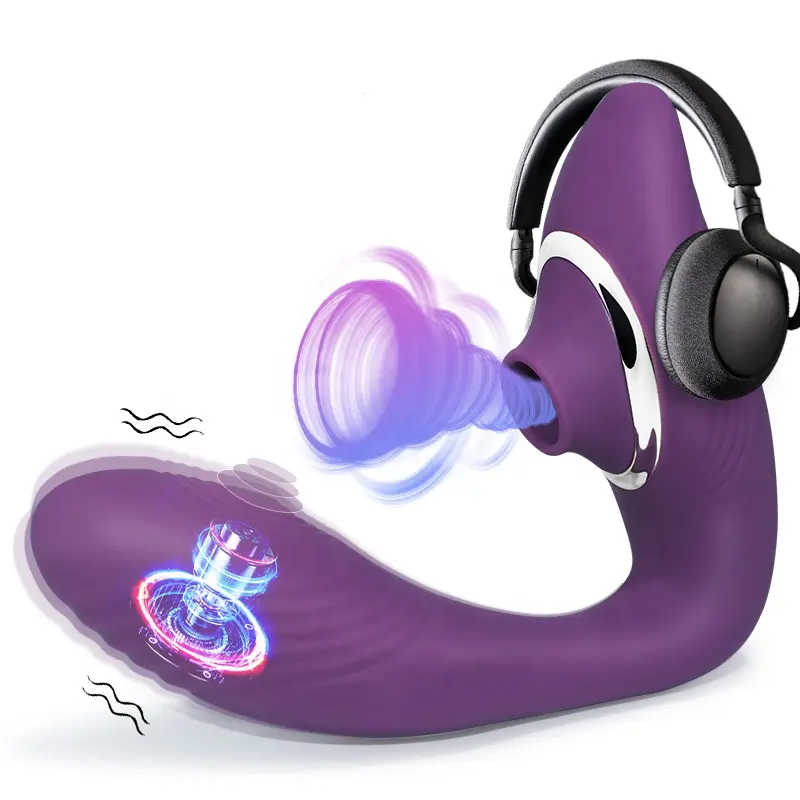 3-in-1 Clitoral Sucking & Vibrating G-Spot Dildo Wearable Breast Suction & Flapping Clitoris Flapping Vibrator for Women