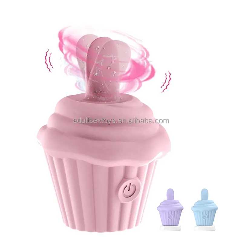 Silicone Clit Tongue Licking Cupcake Vibrator Sex Toy Women Nipple G Spot Stimulator Cupcake Toys Ice Cream Vibrator for Couple
