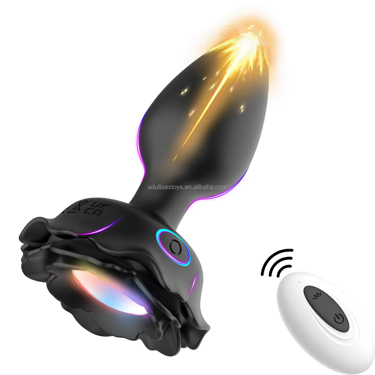 Rose Vibrator LED Anal Plug Sex Toys Light up Butt Plug Vibrator 10 Vibration Modes Butt Plug With Light