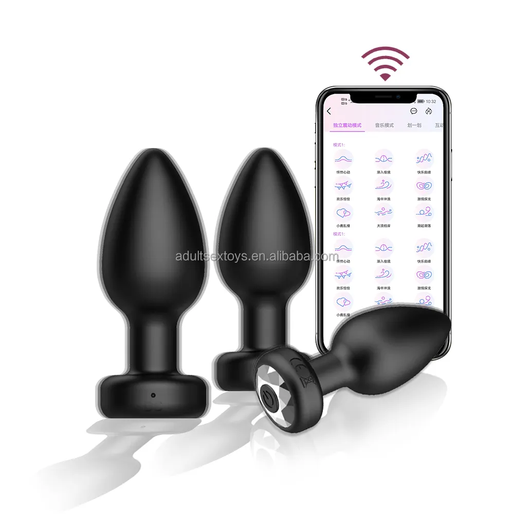 APP Control Prostate Massager for Male & Female Butt Plug Black Silicone Anal Plug Diamond Plug Anal