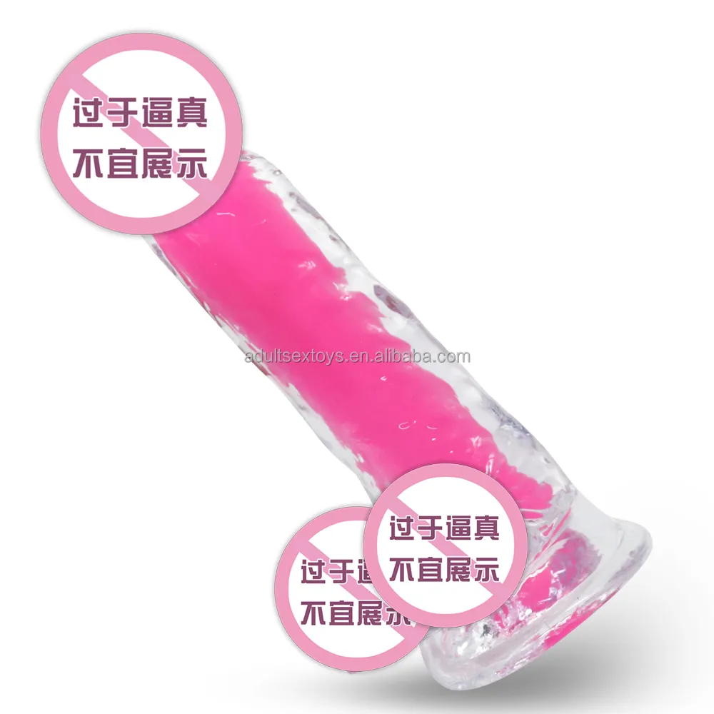 Two Layers Colorful Realistic Suction up Clear Dildo Glow in Dark Dildo for Women