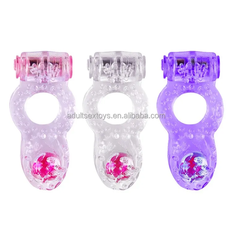 Vibrating Cock Ring With Clit Stimulator Silicone Penis Ring Vibrator Male Sex Toy for Men Couples