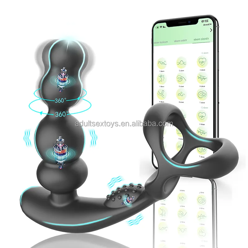 Anal Plug Vibrator Sex Toys Prostate Massager with 3 Rotating & 10 Vibrating Beads Butt Plug App Remote Sex Toys for Men