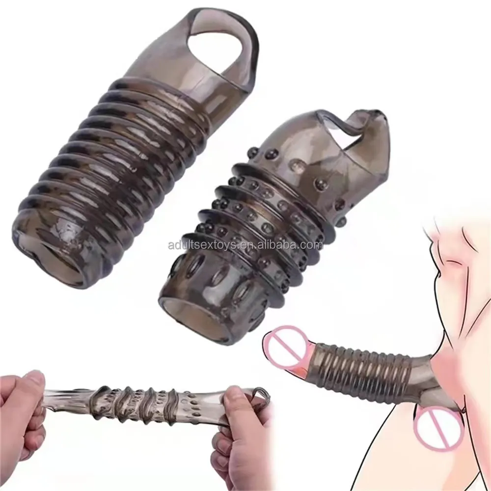 Soft Reusable Penis Enlargement Silicone Sleeve Sex Toys Male Delay Ejaculation Cock Rings for Men