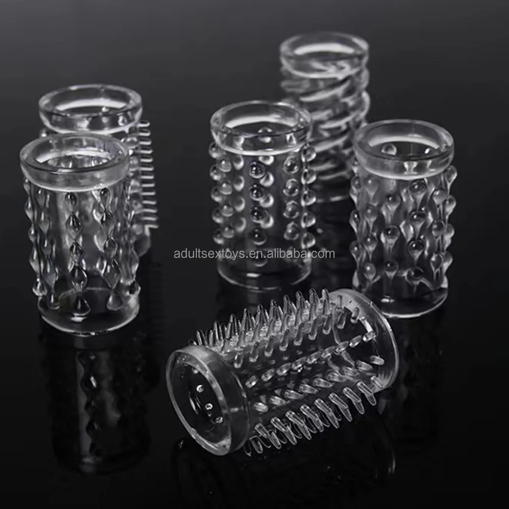 Big Size 6 Pcs Stretchy Penis Sleeve Set TPE Penis Ring Male Delay Ejaculation Cock Ring Sex Toys for Men Couple