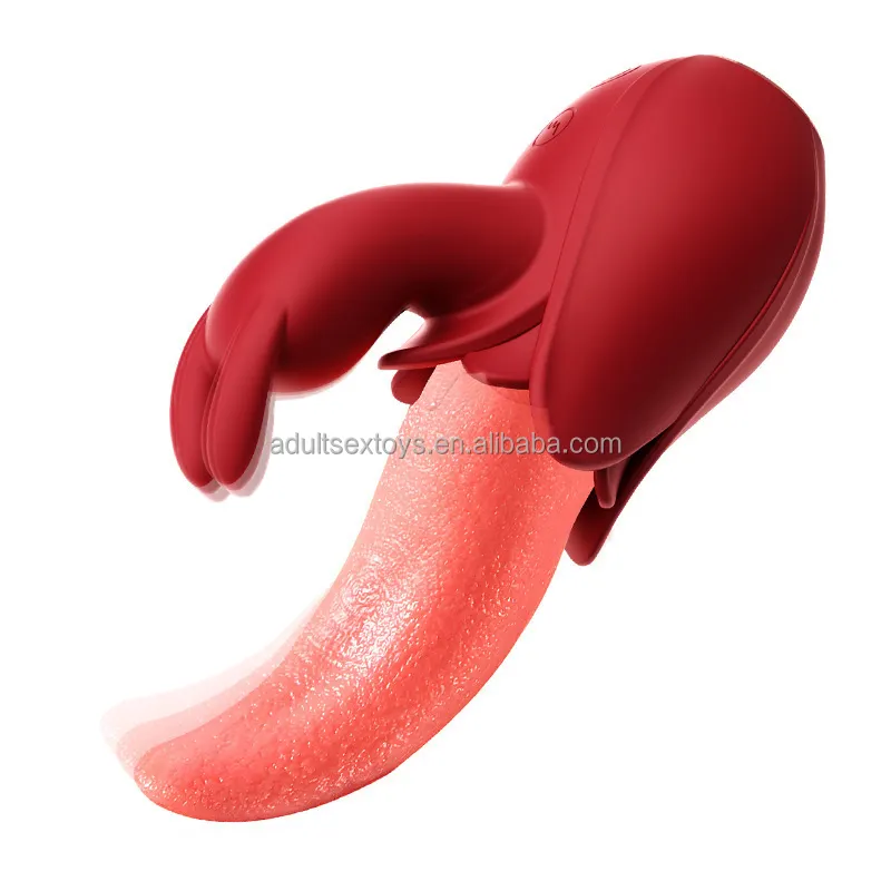 Powerful Licking Tongues Big Rose Vibrator Real Tongue Clitoris Stimulation Rabbit Vibrator Big Licking Tongue Vibrator Woman
