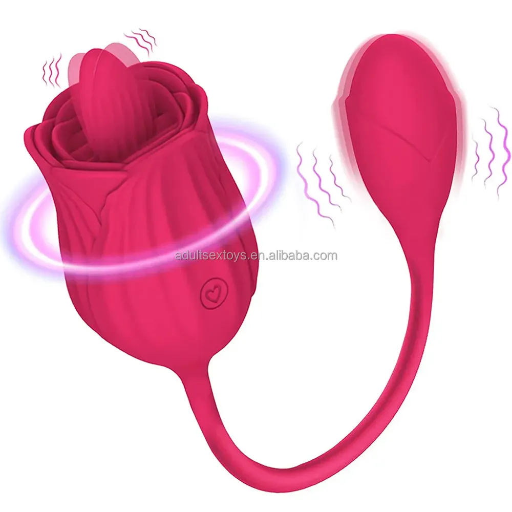 Rose Tongue Vibrator Clitoral Stimulator Extended Vibrating Eggs Rose Vibrator with Tongue for Women