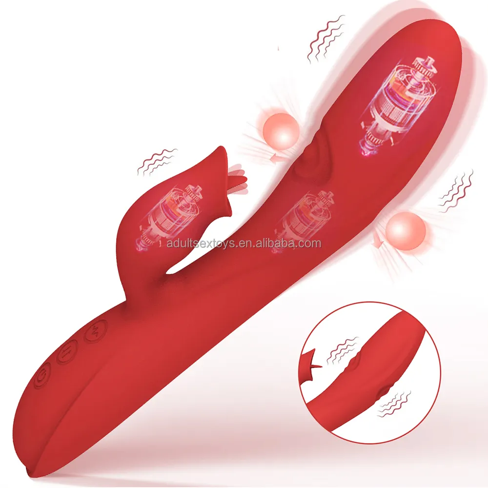 Female Orgasm Enhancer Dildo Vibrator Licking Tongue Clitoris Stimulator with G Spot Tapping Rabbit Vibrators for Women