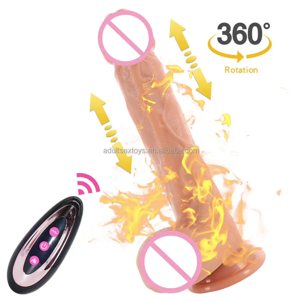 9.2 Inch Heating Rotating Dildos Telescopic Dildo Silicone Realistic Vibrating Thrusting Dildo Vibrator for Women