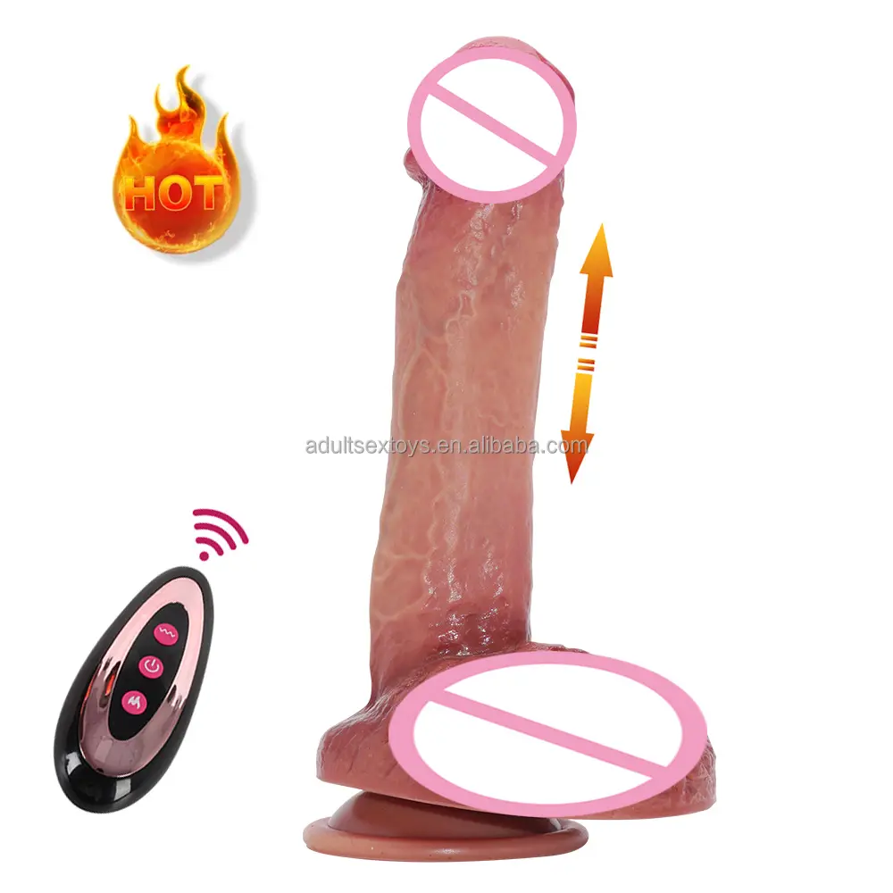 6.7'' Insert Depth Super Lifelike Thrusting Dildos Suction Cup Telescopic Moving Vibrating Dildo Heating Realistic Dildo