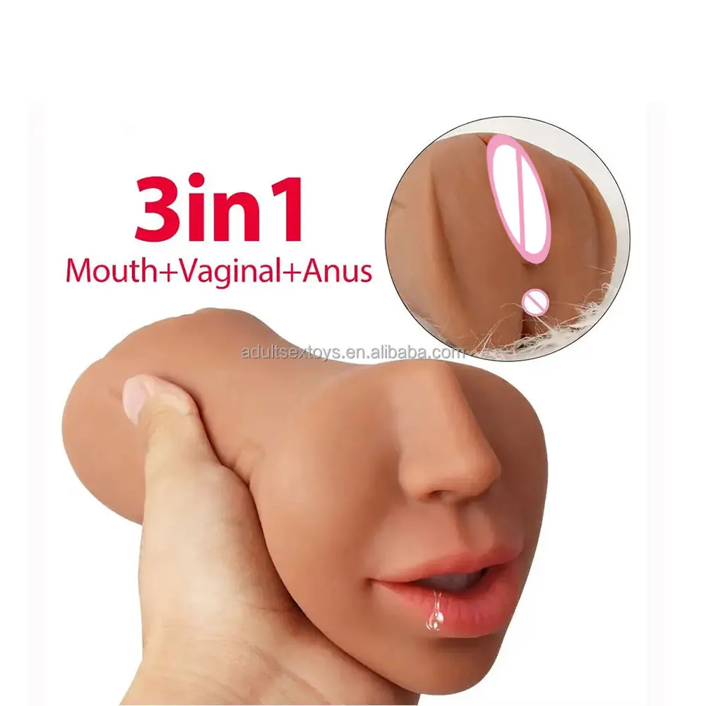 3 in 1 Realistic Mouth Vagina & Anus Pussy Toys for Men Portable Realistic Pocket Pussy Male Masturbator