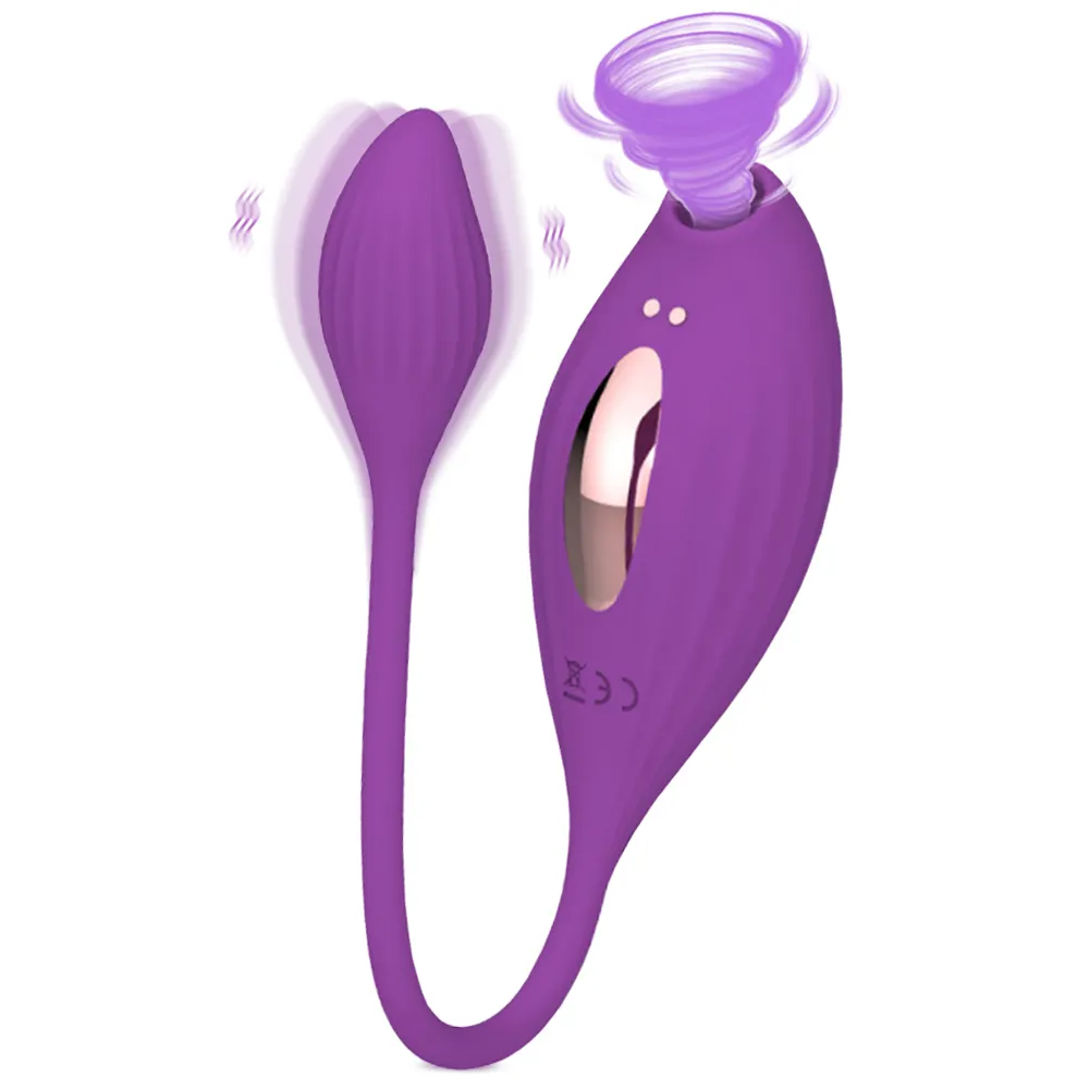 2-in-1 G-Spot Clitoral Stimulation Sex Toys for Women Extended Egg Vibrators with Clitoral Sucking Feature