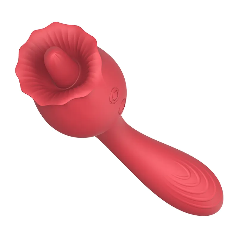 Custom Packaging 30 Modes Rose Sex Toy Licking Tongue Vibrator Handheld Rose Vibrator Vibradores Para Mujer