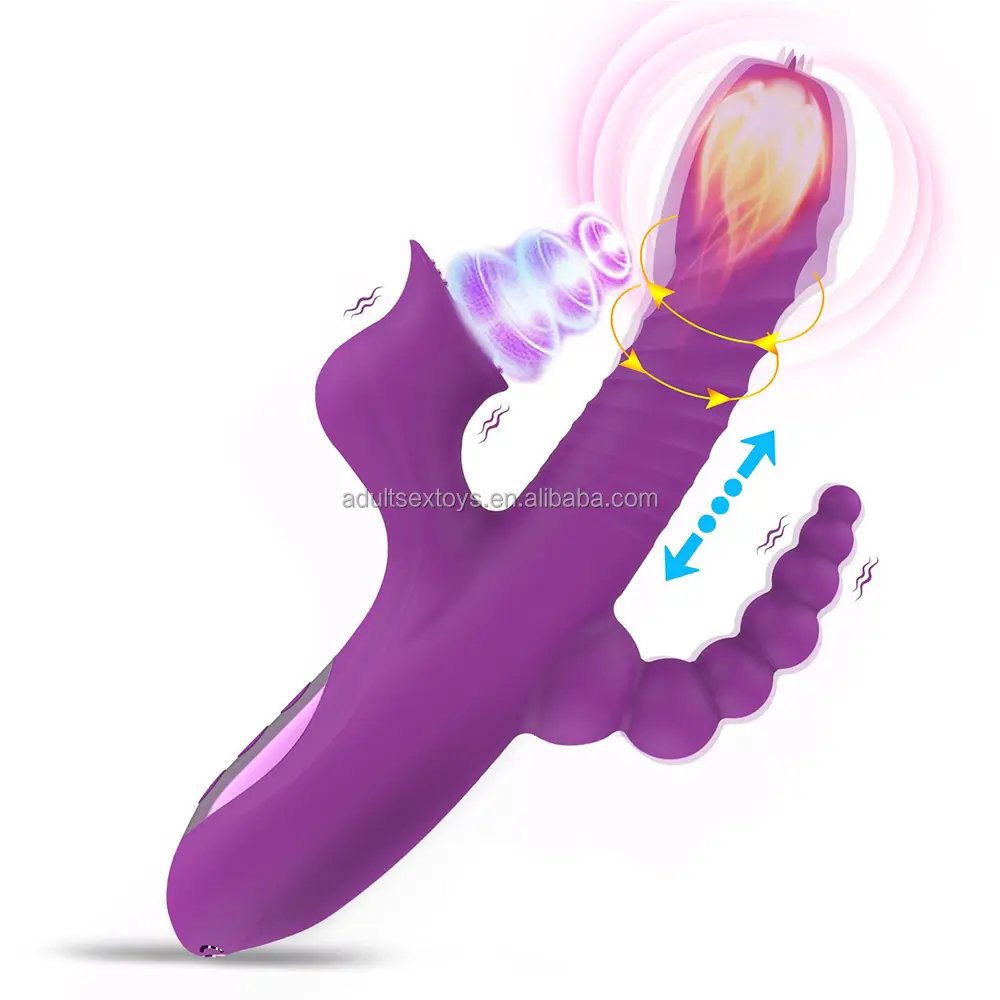 3 in 1 Anal Beads Clitoral Sucking Vibrator Rotating Thrusting G Spot Rabbit Vibrator Sex Toy for Women