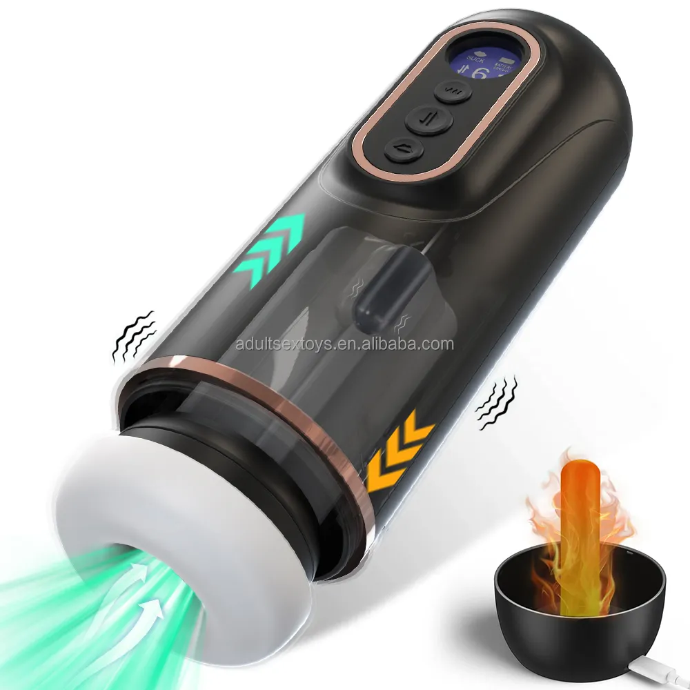 LED Displaying Electric Masturbation Cup Men Sex Toy Heated Vibration Thrusting Sucking Machine Masturbator for Man
