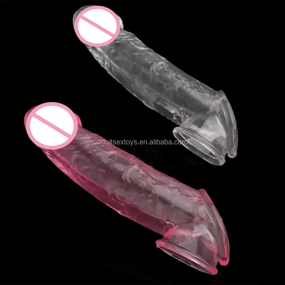 Super Realistic Textured Clear Penis Extended Sleeve Men Reusable Condom Cock Extender Bigger Longer Sex Toys for Men
