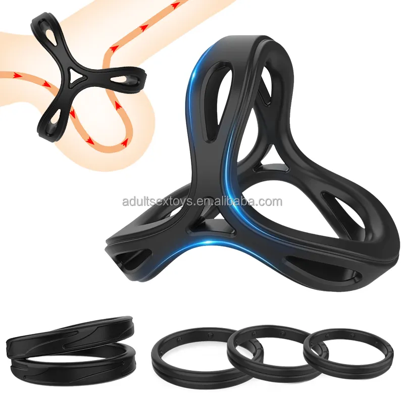 Silicone Cock Penis Rings Set Long Lasting Stronger Stretch for Erection Enhancing Adult Sex Toys