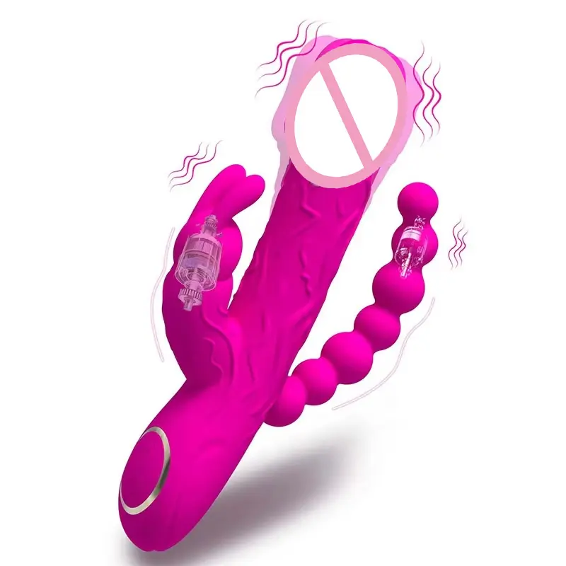 3 in 1 Rabbit G Spot Vibrator Female Sex Toys Realistic Dildo Rabbit Vibrators Sex Toys G Spot Anal Vibrator for Women