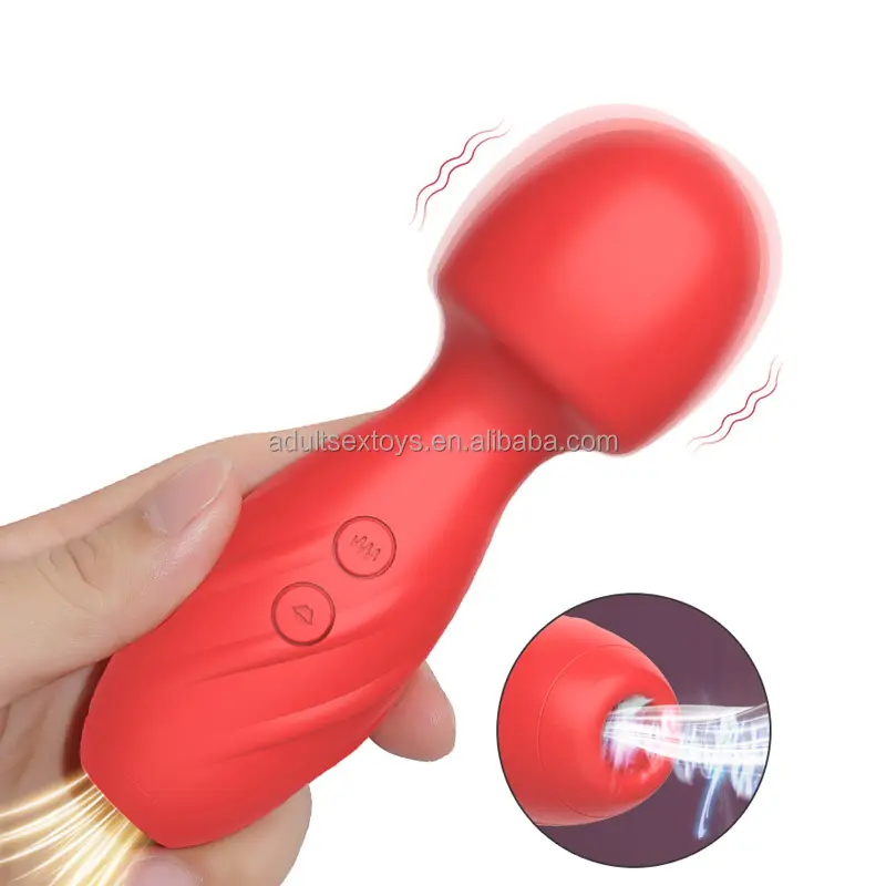 2 in 1 Rechargeable Mini Wand Massager With Nipple Cltoral Sucking Vibrator Adult Sex Toy