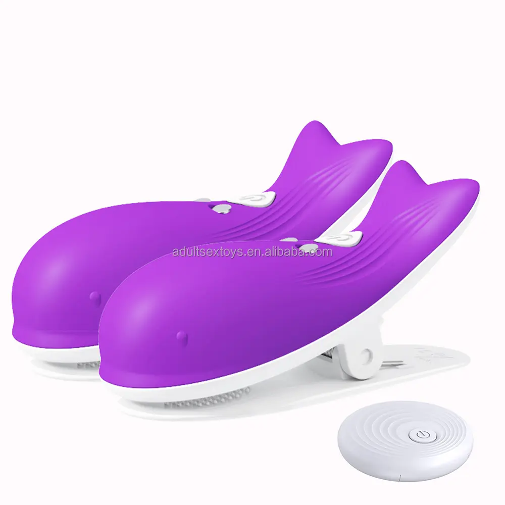 Dolphin Shaped Nipple Clamp Toys 10 Vibrations Remote Controlled Women Vibrator Nipple Clamp Sex Toys