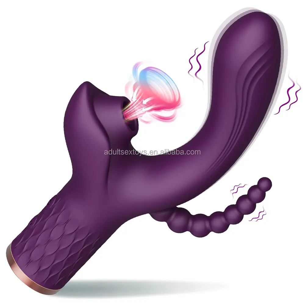 Customizable 3 in 1 Vibrators for Women Rabbit Vibrator with Anal Beads Clitoral Sucking Vibrator Sex Toys