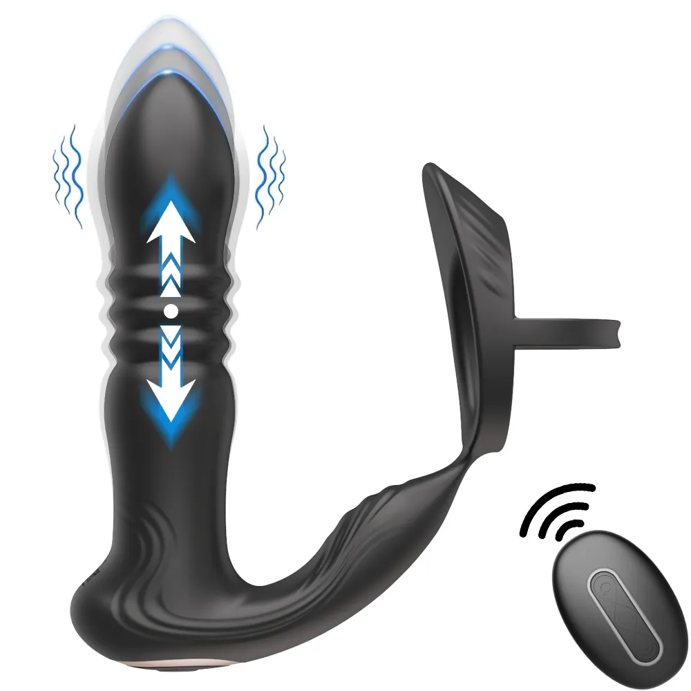 Prostate Massager Anal Vibrator Thrusting Vibrating 10 Modes with Cock Ring Anal Butt Plug Anal Sex Toys Male Sex Toys