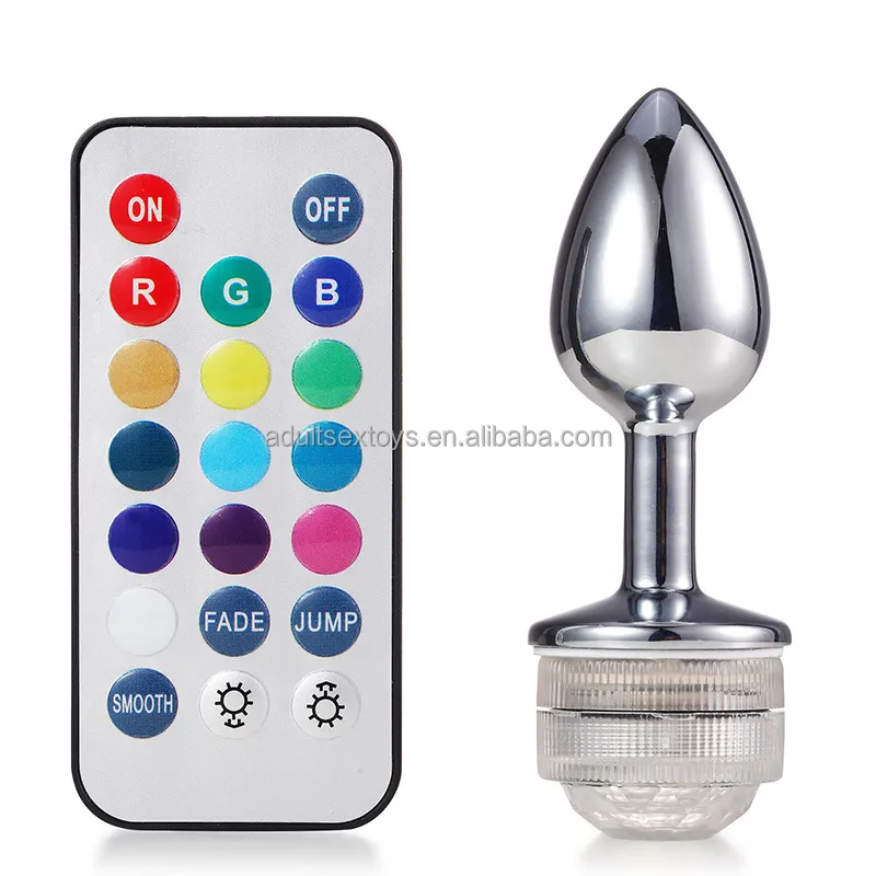 Remote Controlled Stainless Steel Metal Anal Sex Toys Glow in the Dark Anal Plugs Light up Led Butt Plug