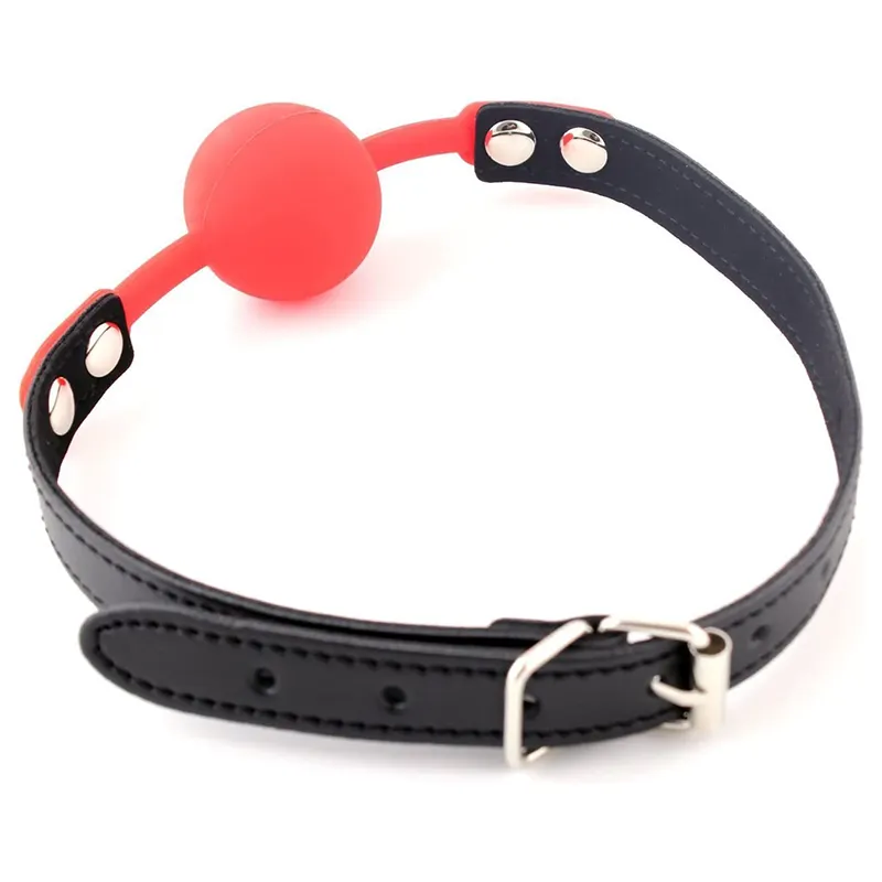 SM Leather Strap Adult Game Bondage Kit Silicone Mouth Ball Gag Safe Restraints Harness for Play and Sex Toys Gear