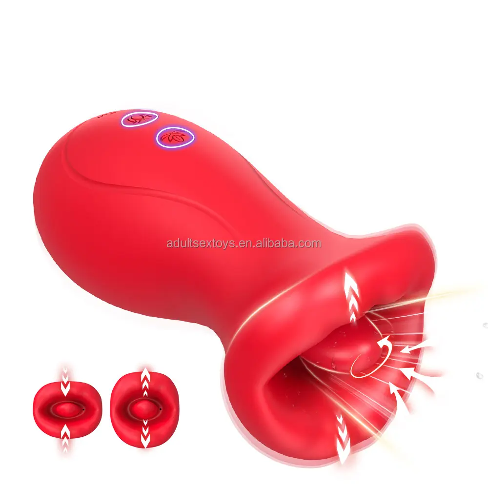NEW Rose Red Mouth Lips Kiss Real Soft Mouth Vibrator Sucking Licking Tongue Vibrator Sex Toy for Women