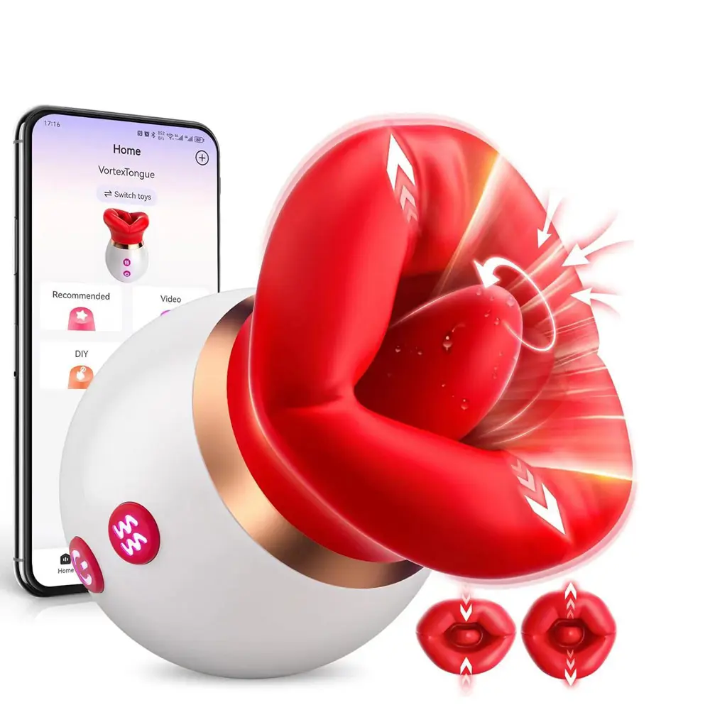 3IN1 Mouth Shaped APP Sucking Vibrator Clitoral Stimulator Sex Toy Tongue Licking Sucking Nipples Anal Rose Clit Sucker Vibrator
