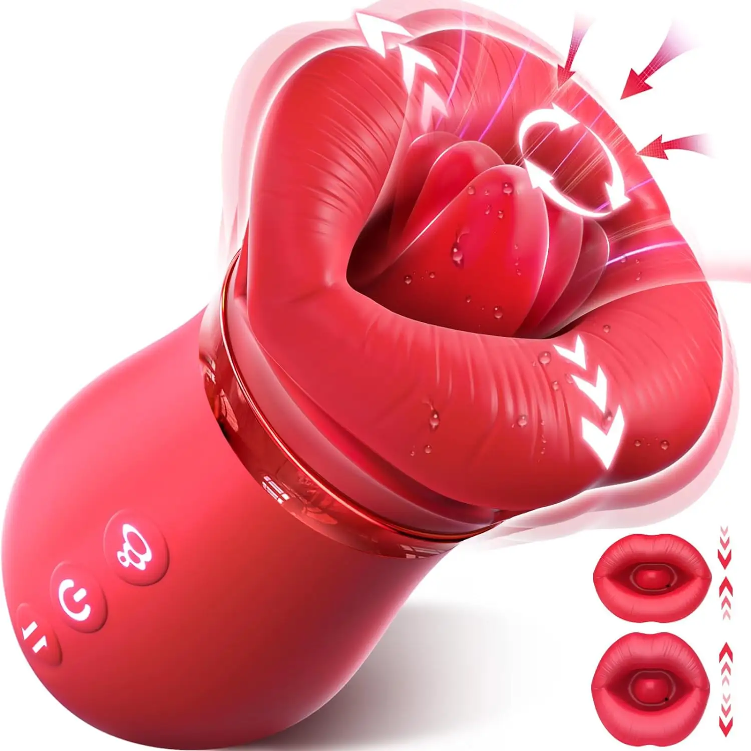 4 in 1 Real Soft Rose Red Mouth Lips Kiss Mouth Sucking Licking Vibrator Toy Women Vibrator Rose Sex Toys