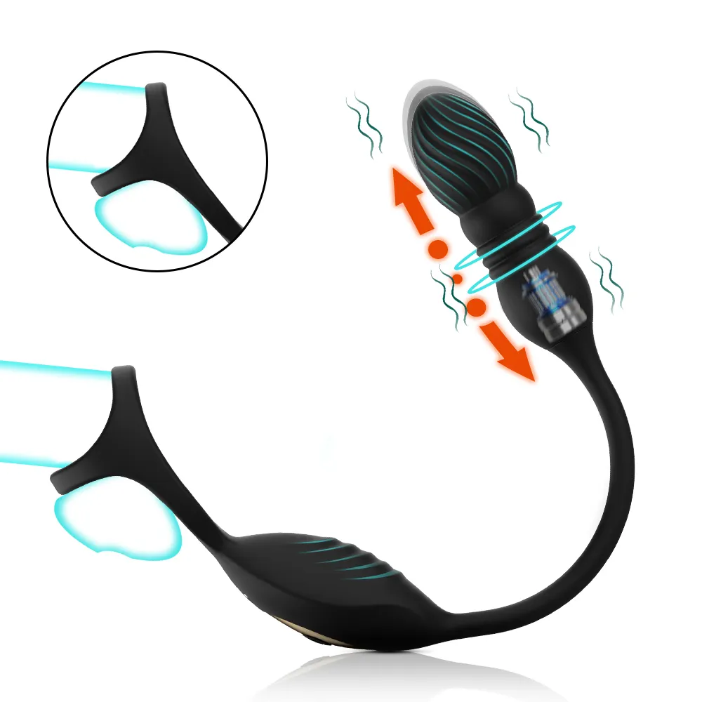 3 in 1 Thrusting Anal Beads Remote Control Anal Butt Plug Adult Toys Vibrator for Men Couple Pleasure Anal Plug Male Sex Toy